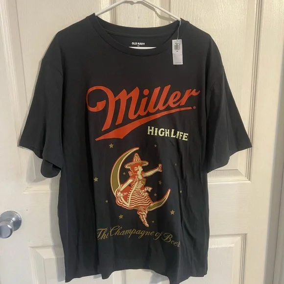 (2) Old Navy Mens 2XL Beer Short Sleeve T- Shirts Miller High Life Corona - Picture 2 of 12